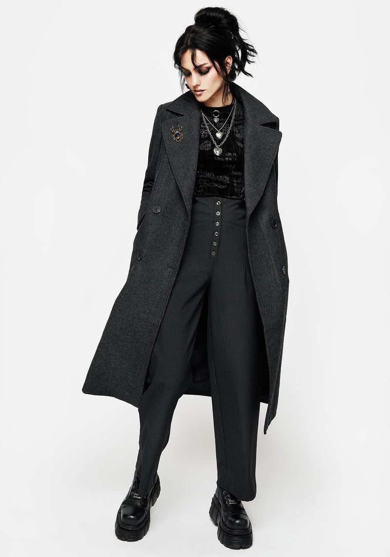 Tilda Hoch Taille Weit Bein Nadelstreifen Hosenträger Hosen