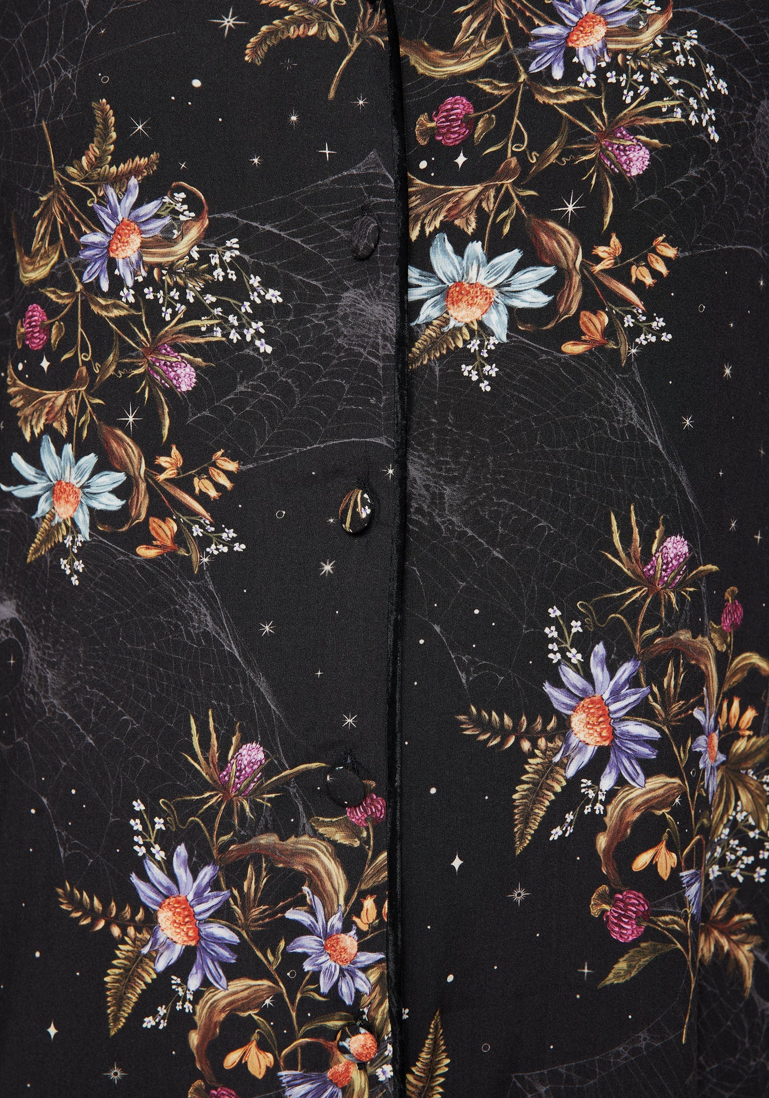 Cleome Blumenmuster Spinnennetz Knopf Hoch Pyjama Top