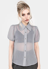 Periwinkle Knopf Hoch Bluse Top