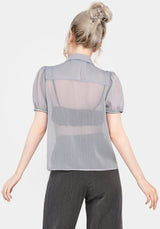 Periwinkle Knopf Hoch Bluse Top
