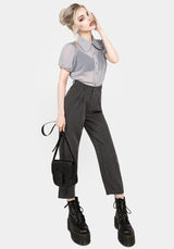 Periwinkle Knopf Hoch Bluse Top