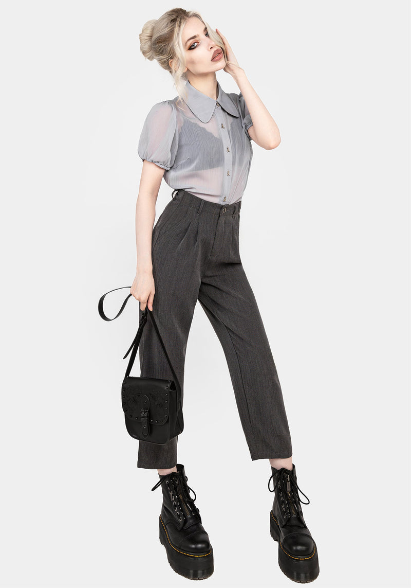 Periwinkle Knopf Hoch Bluse Top