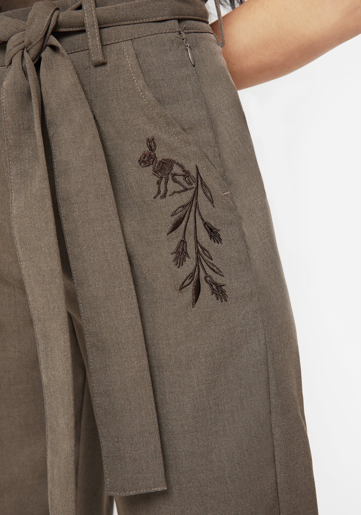 Hester Bestickt Schmal Zulaufend Hosen - Braun