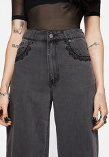 Nara Weit Bein Abgenutzt Gothic Embroidery Jeans