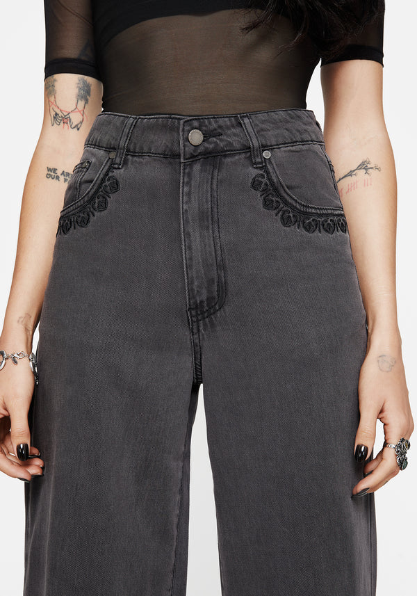 Nara Weit Bein Abgenutzt Gothic Embroidery Jeans