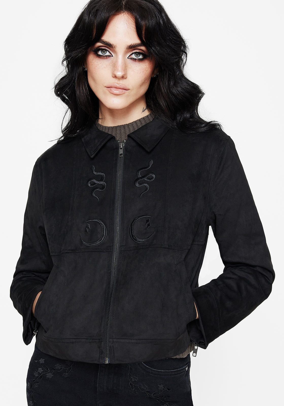 Rite Celestial Bestickt Suedette Jacke