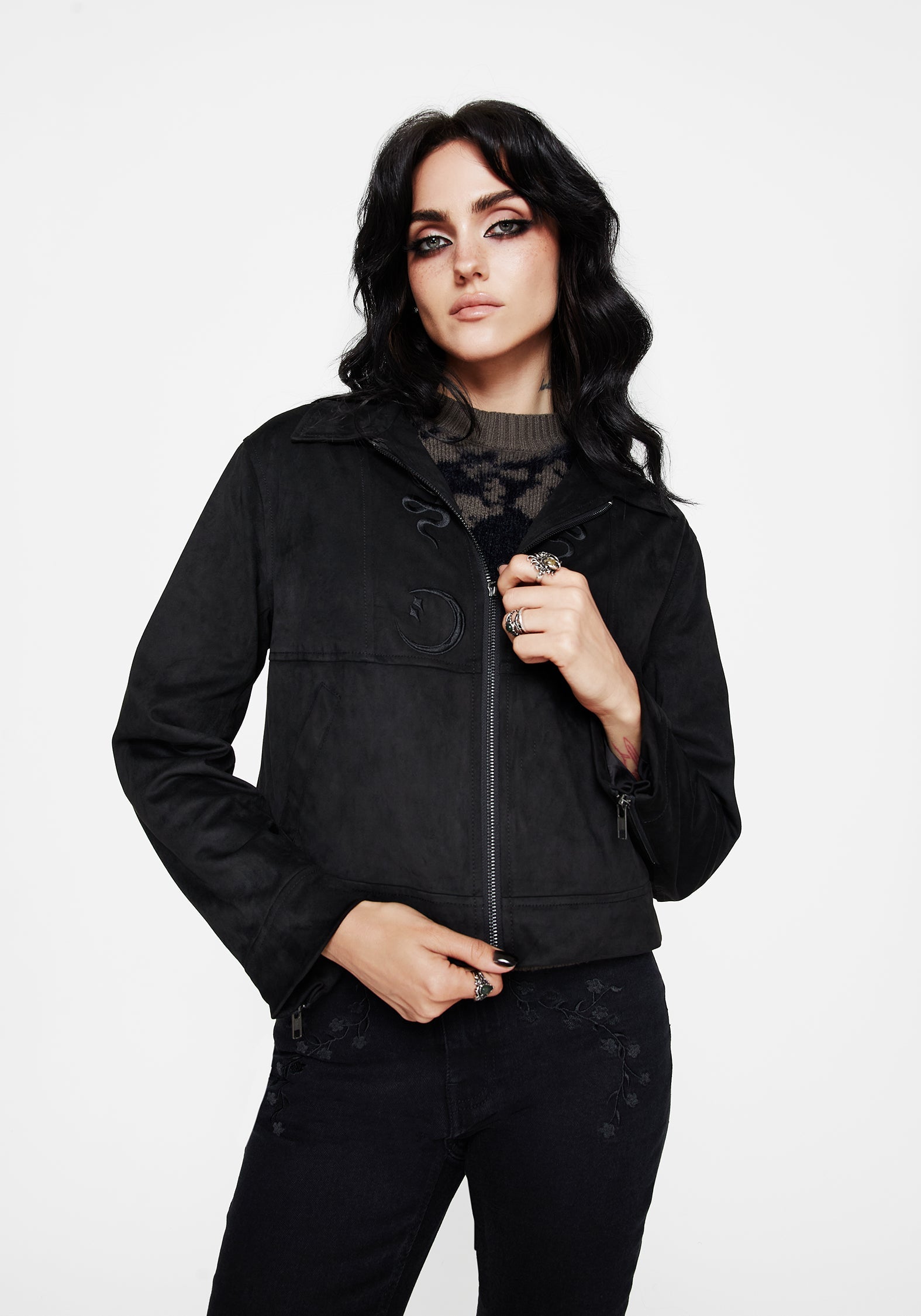 Rite Celestial Bestickt Suedette Jacke