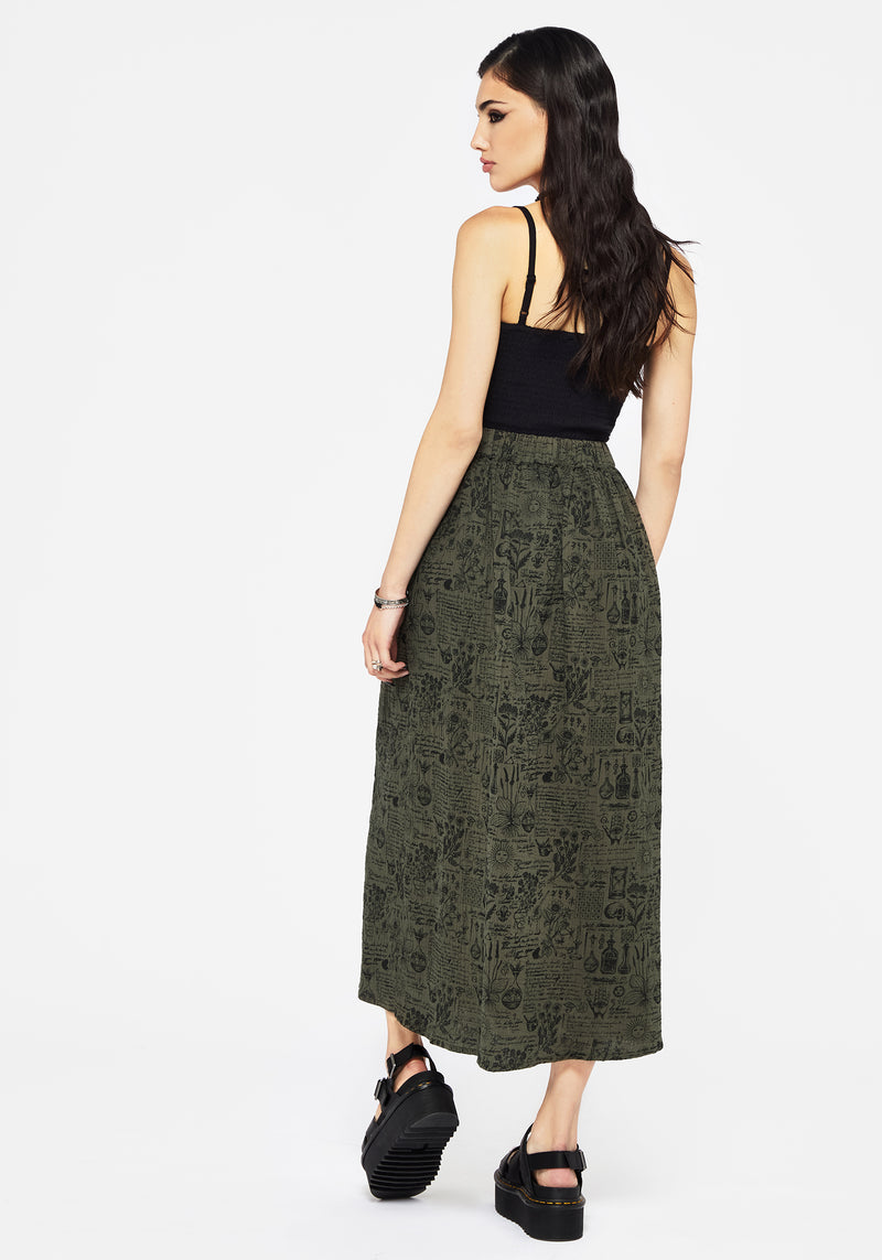 Taddea Baumwolle Side Knopf Hoch Maxi Rock