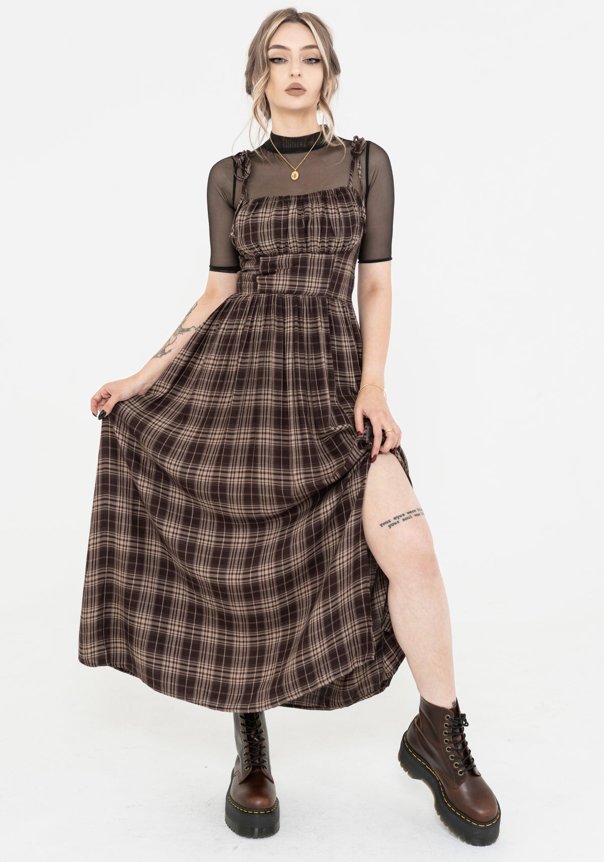 Adra Prüfen Cami Krawatte Riemen Midi Kleid