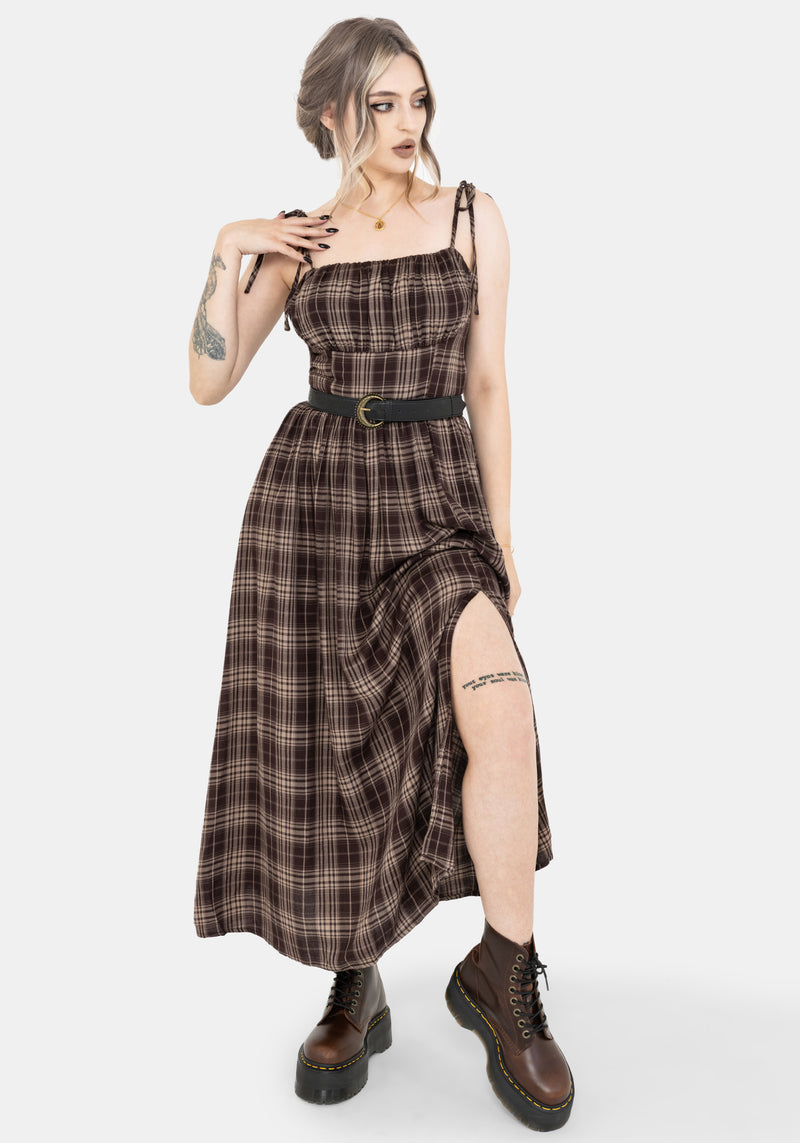 Adra Prüfen Cami Krawatte Riemen Midi Kleid
