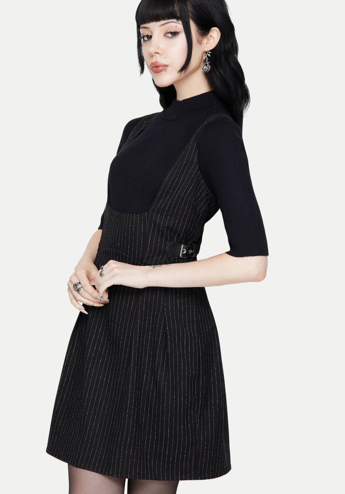Katya Gestreift Mini Schürzenkleid Kleid