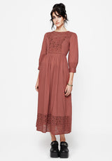 Cavern Baumwolle Broderie Knopf Hoch Midaxi Kleid