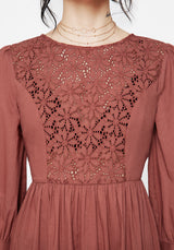 Cavern Baumwolle Broderie Knopf Hoch Midaxi Kleid