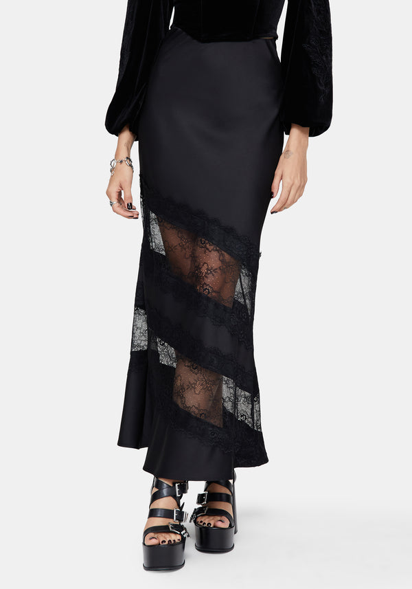 Onyx Lace Cut Out Maxi Skirt