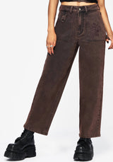 Echo Autumnal Blatt Bestickt Tasche Detail Kurz Geschnitten Jeans