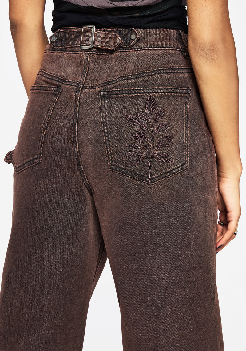 Echo Autumnal Blatt Bestickt Tasche Detail Kurz Geschnitten Jeans