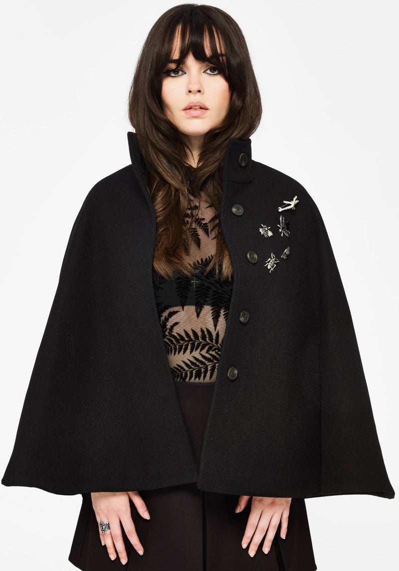Althea Asymmetric Pin Detail Cape