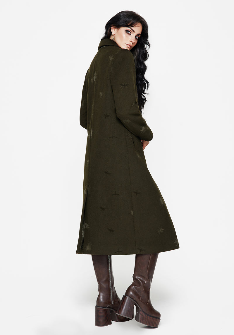 Evelyn Wool-Blend Käfer Geprägt Langschnitt Mantel