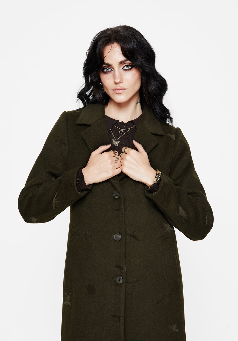 Evelyn Wool-Blend Käfer Geprägt Langschnitt Mantel