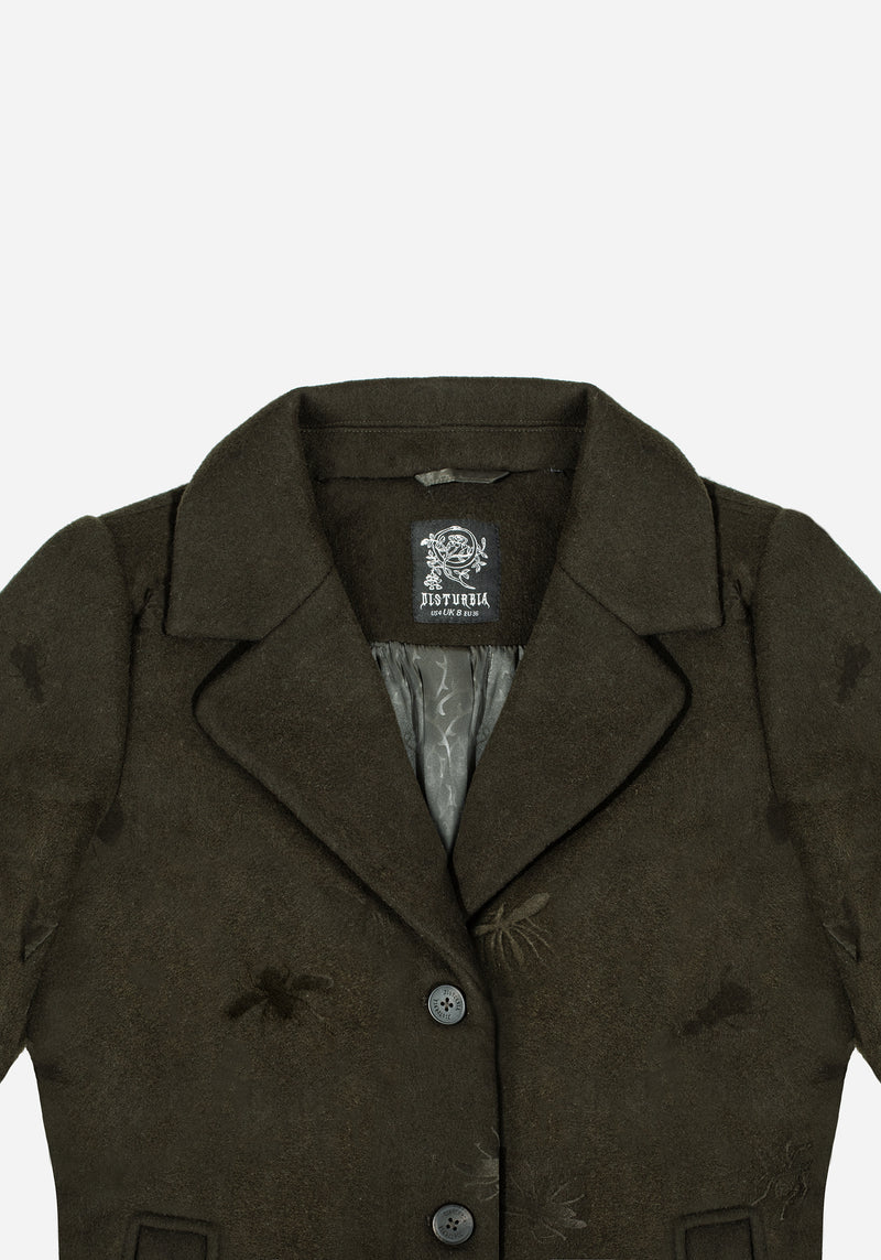 Evelyn Wool-Blend Käfer Geprägt Langschnitt Mantel