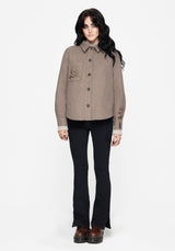 Cordelia Blumenmuster Bestickt Tasche Vorderseite Hemdjacke