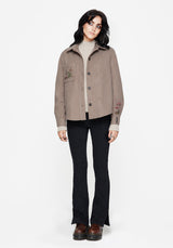 Cordelia Blumenmuster Bestickt Tasche Vorderseite Hemdjacke