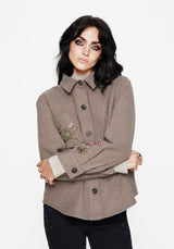 Cordelia Blumenmuster Bestickt Tasche Vorderseite Hemdjacke
