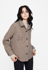 Cordelia Blumenmuster Bestickt Tasche Vorderseite Hemdjacke