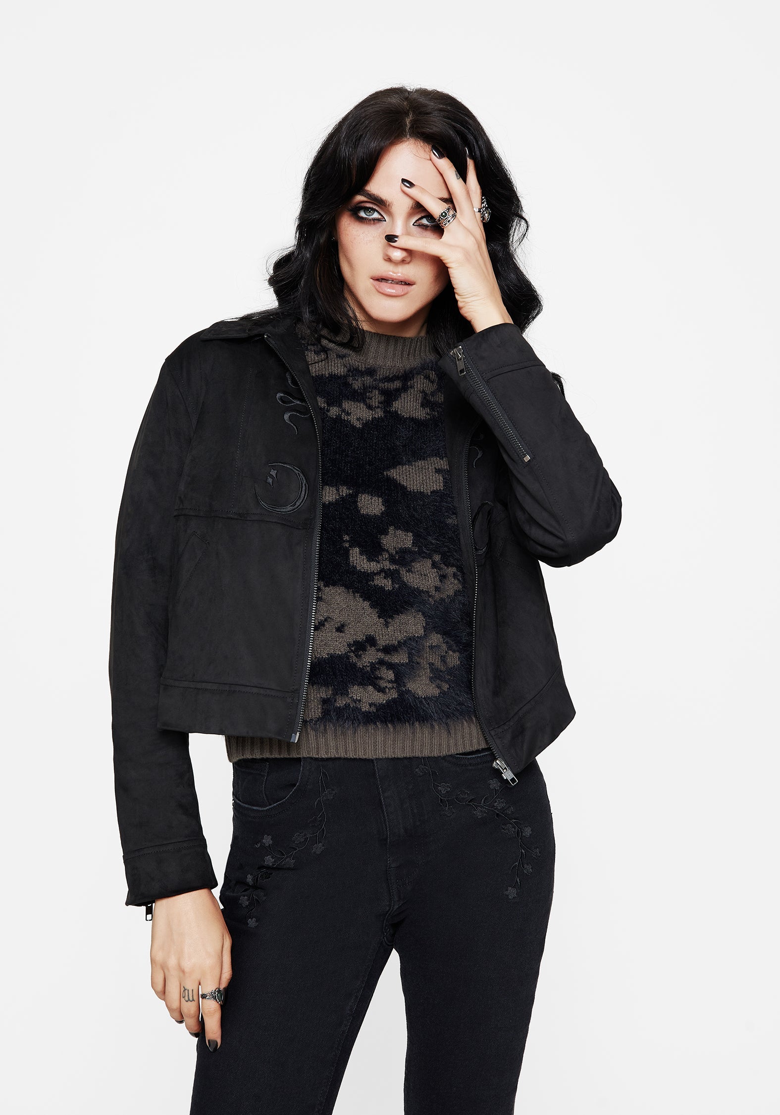 Rite Celestial Bestickt Suedette Jacke