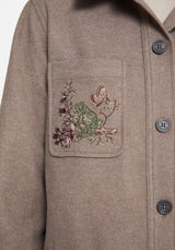 Cordelia Blumenmuster Bestickt Tasche Vorderseite Hemdjacke