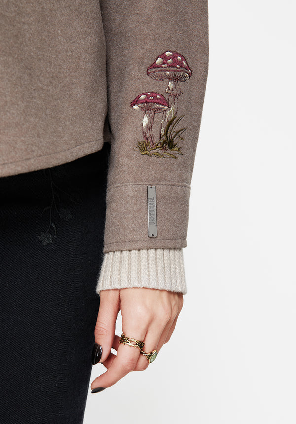 Cordelia Blumenmuster Bestickt Tasche Vorderseite Hemdjacke