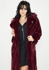 Creature Oversize Pelz Mantel - Plum