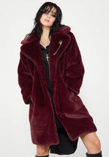 Creature Oversize Pelz Mantel - Plum