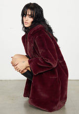 Creature Oversize Pelz Mantel - Plum