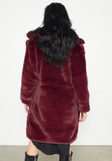 Creature Oversize Pelz Mantel - Plum