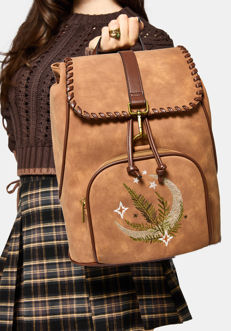 Moonlit Moon Embroidered Backpack