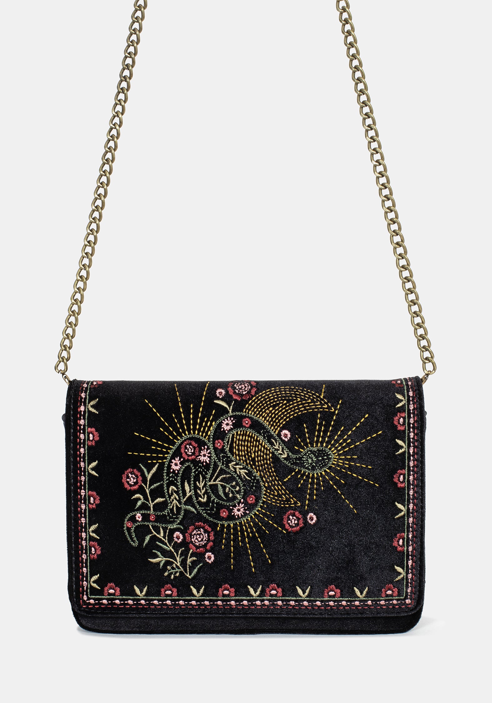 Kobra Schlange Bestickt Crossbody Tasche