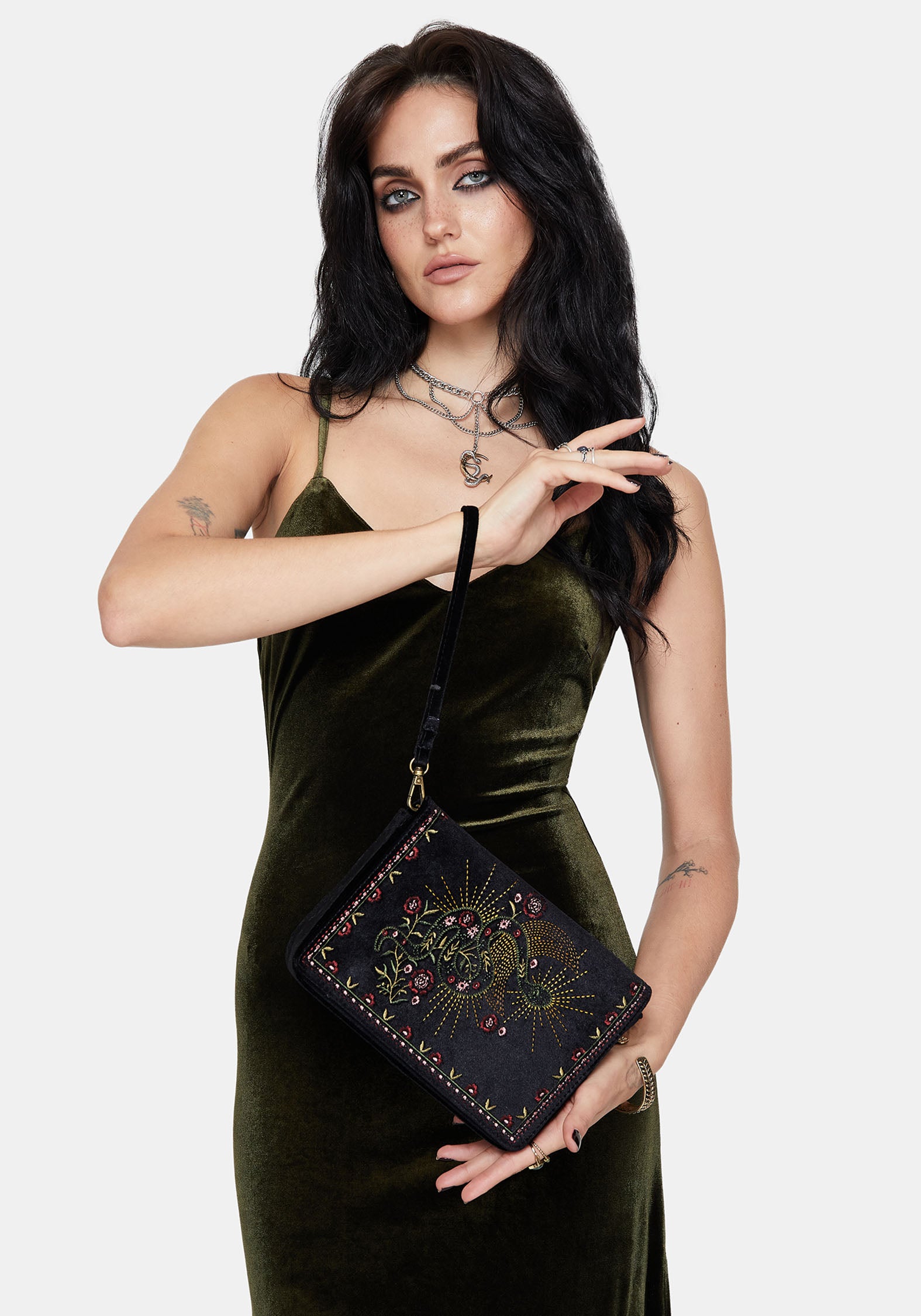Kobra Schlange Bestickt Crossbody Tasche