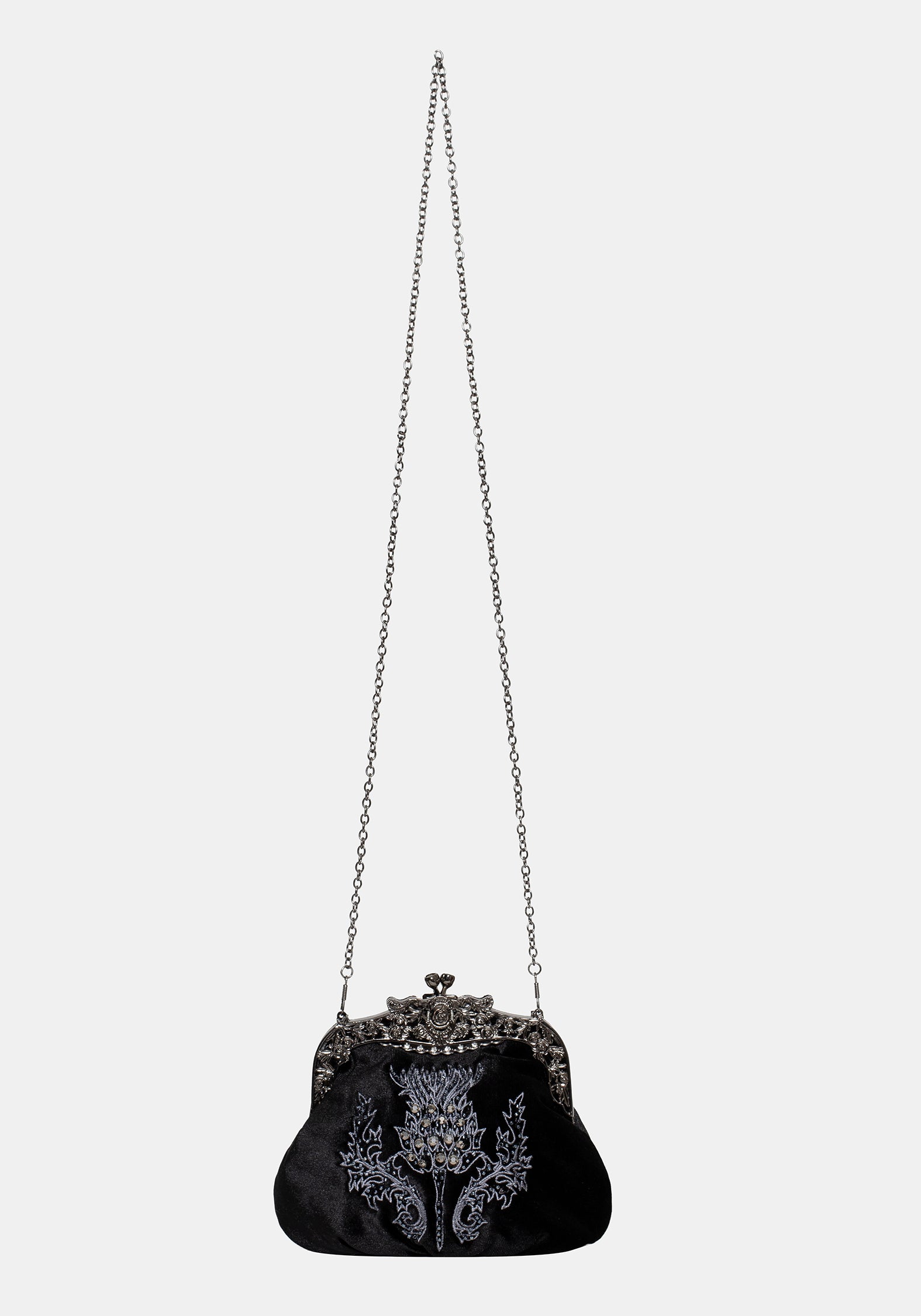 Despair Thistle Beaded Kiss Lock Pouch Bag