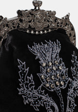 Despair Thistle Beaded Kiss Lock Pouch Bag