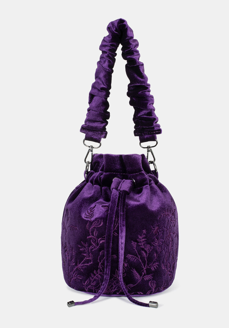 Tamsin Purple Velvet Bucket Bag