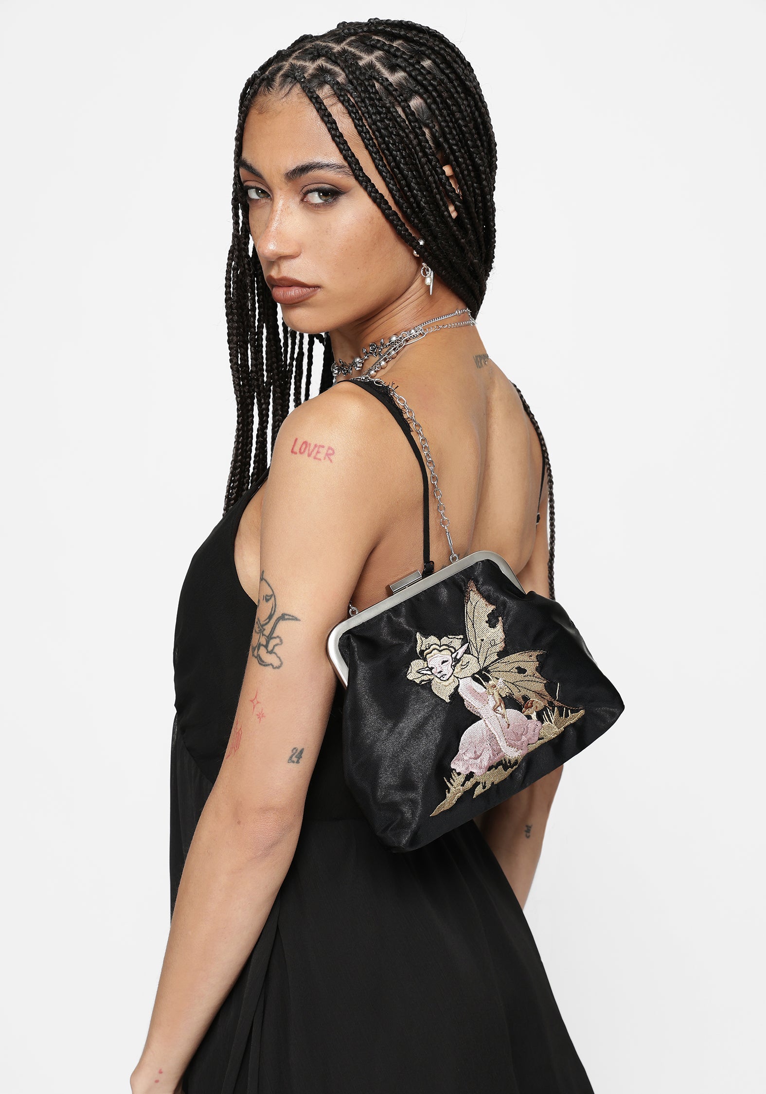 Faela Fairy Embroidered Satin Bag