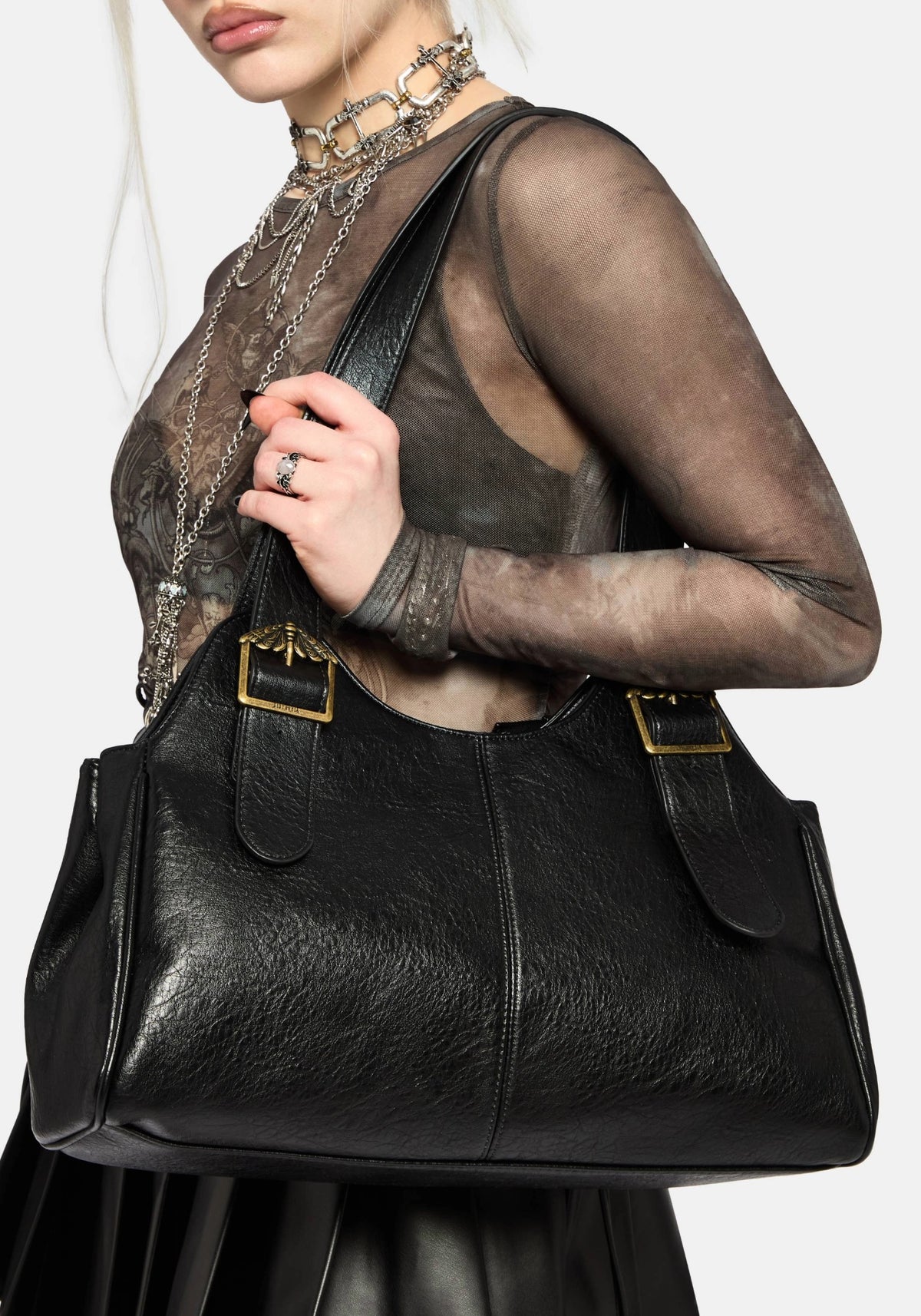 Rosamoth Schnalle Schulter Tasche - Schwarz