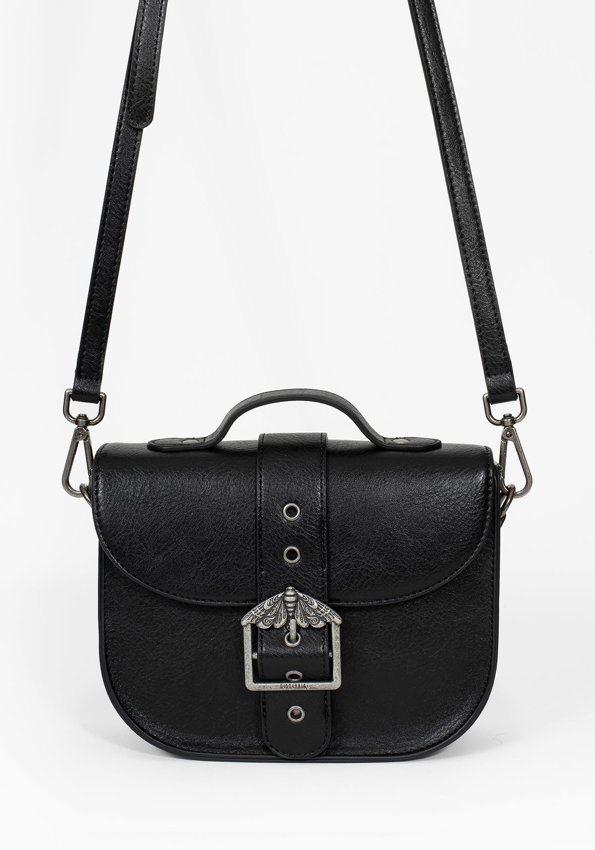 Rosamoth Buckle Crossbody Satchel Bag - Black