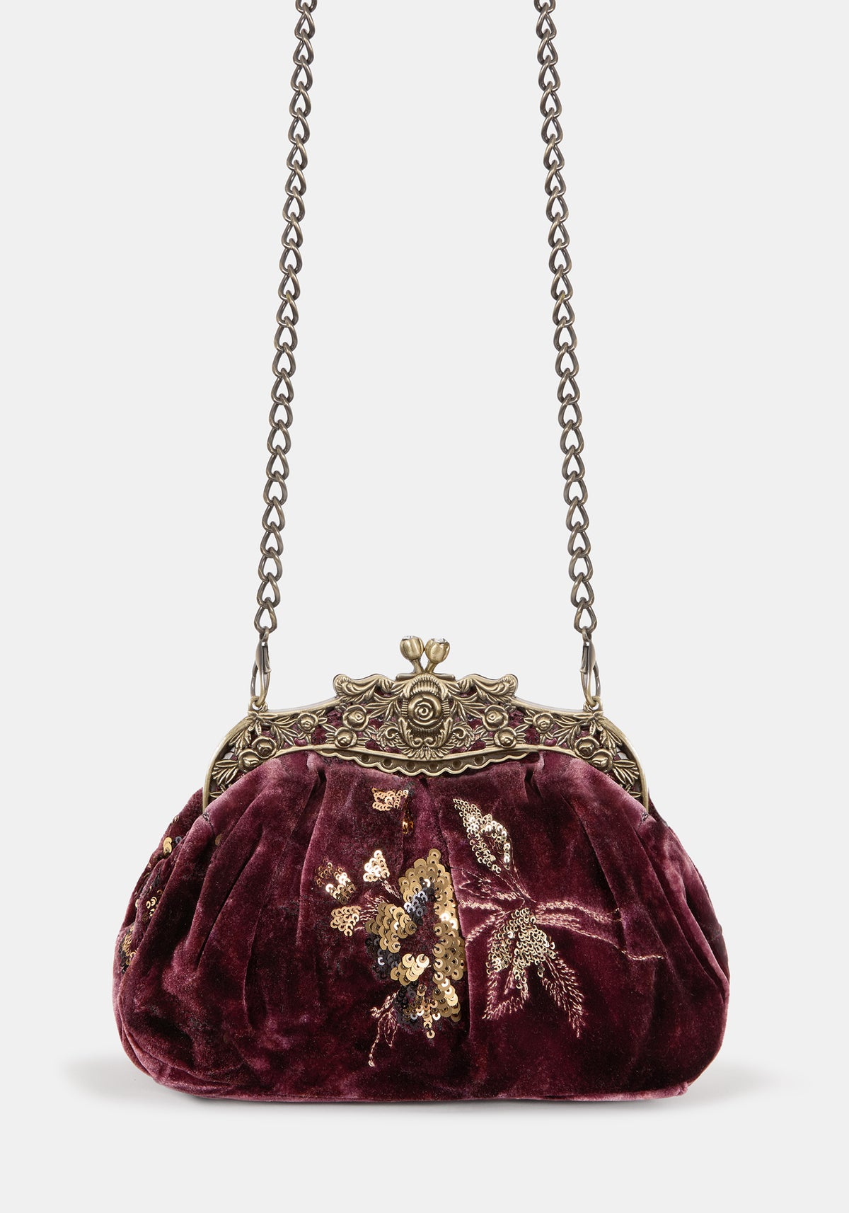 Zariah Embroidered Kiss Lock Bag