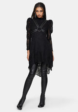 Victoriana High Neck Lace Mini Dress