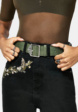 Rosamoth Debossed Buckle Belt - Green