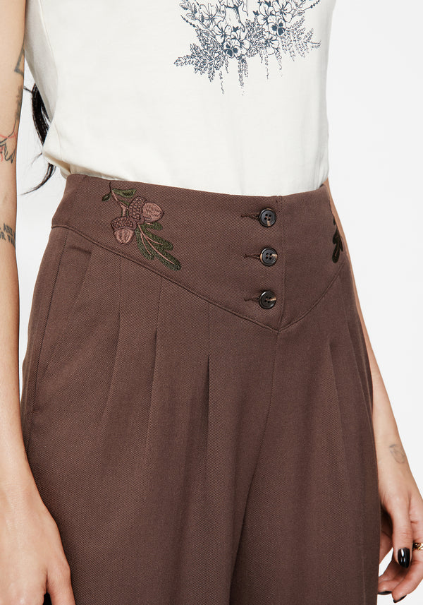 Marwood Acorn Bestickt Knopf Hoch Taille Ballon Hose