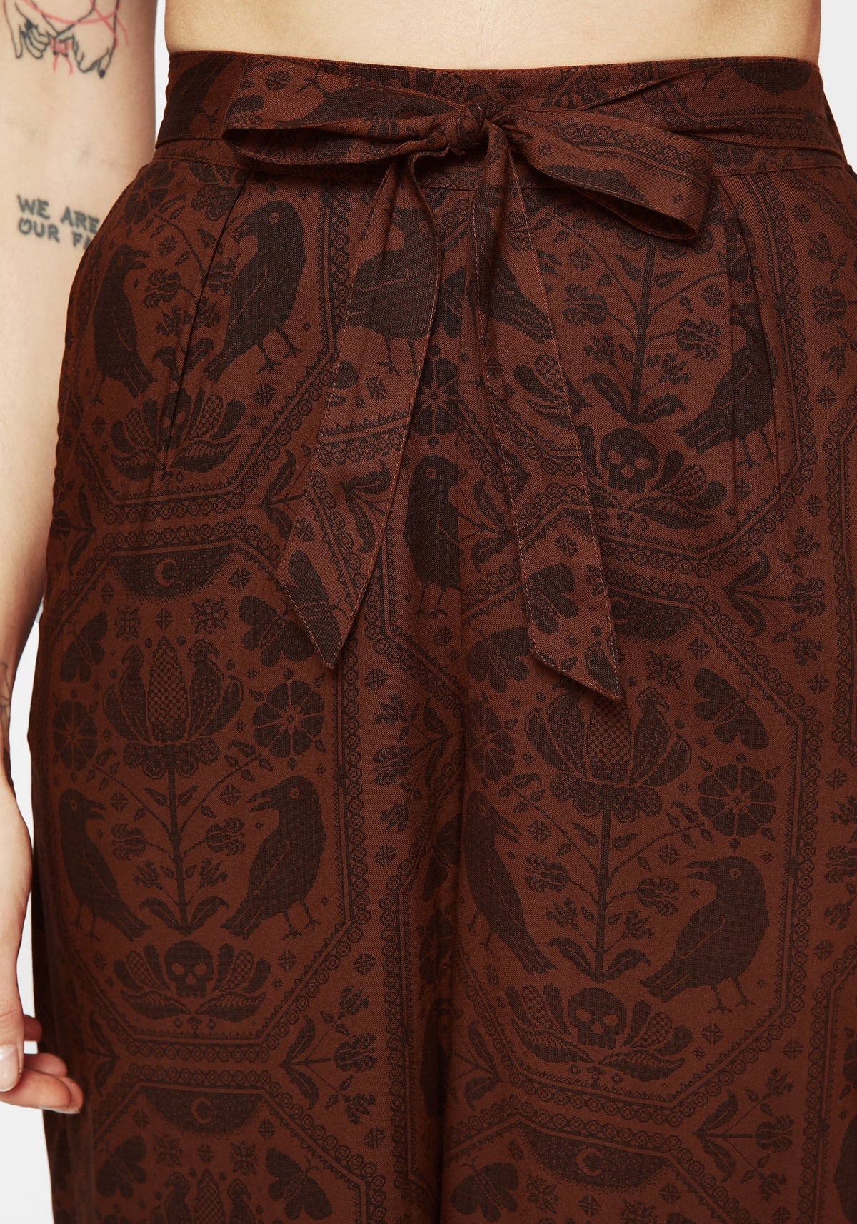 Annabel Krawatte Taille Weit Bein Culotte Hosen - Rust
