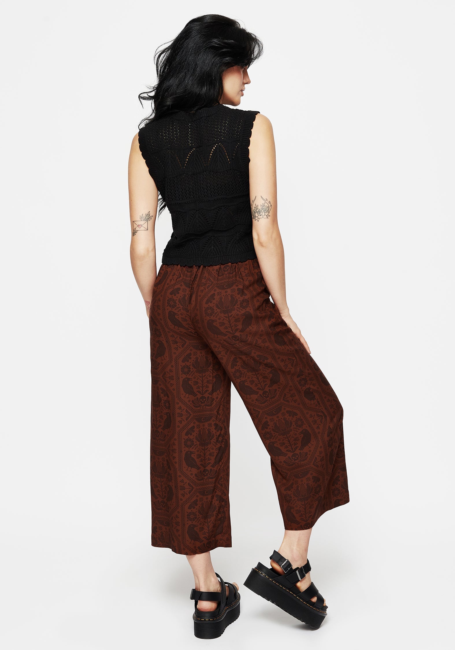 Annabel Krawatte Taille Weit Bein Culotte Hosen - Rust